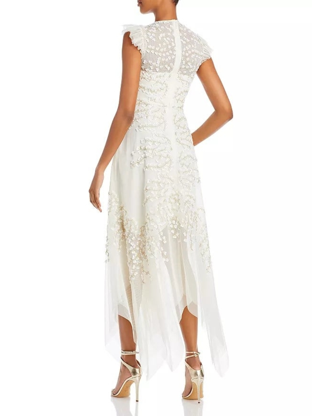 BCBGMAXAZRIA Embroidered Tulle Gown bridal shower dress bride white 4 NWT $428 - Picture 4 of 10